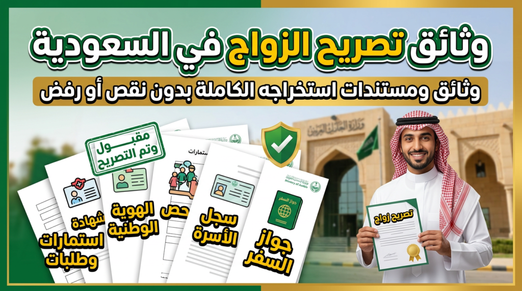 وثائق تصريح الزواج في السعودية وملف المعاملة الرسمي.