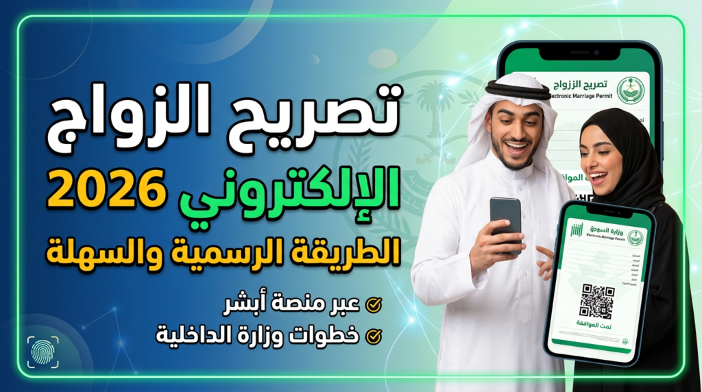 استخراج تصريح زواج إلكتروني عبر أبشر 2026.
