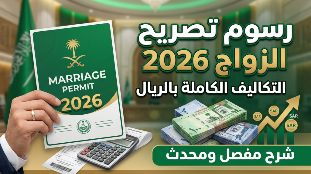رسوم تصريح الزواج في السعودية 2026 وتكاليف توثيق الأوراق.