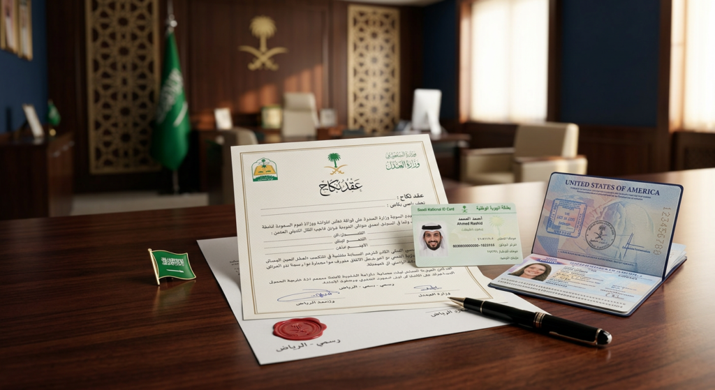 استخراج تصريح زواج سعودي من أجنبية 2026 — الشروط والخطوات