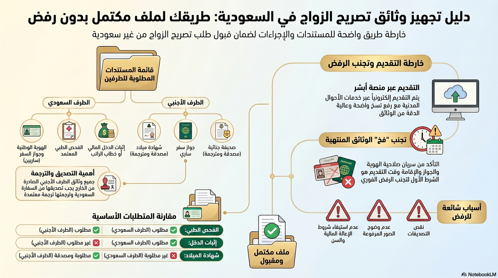وثائق تصريح الزواج في السعودية وملف المعاملة الرسمي.